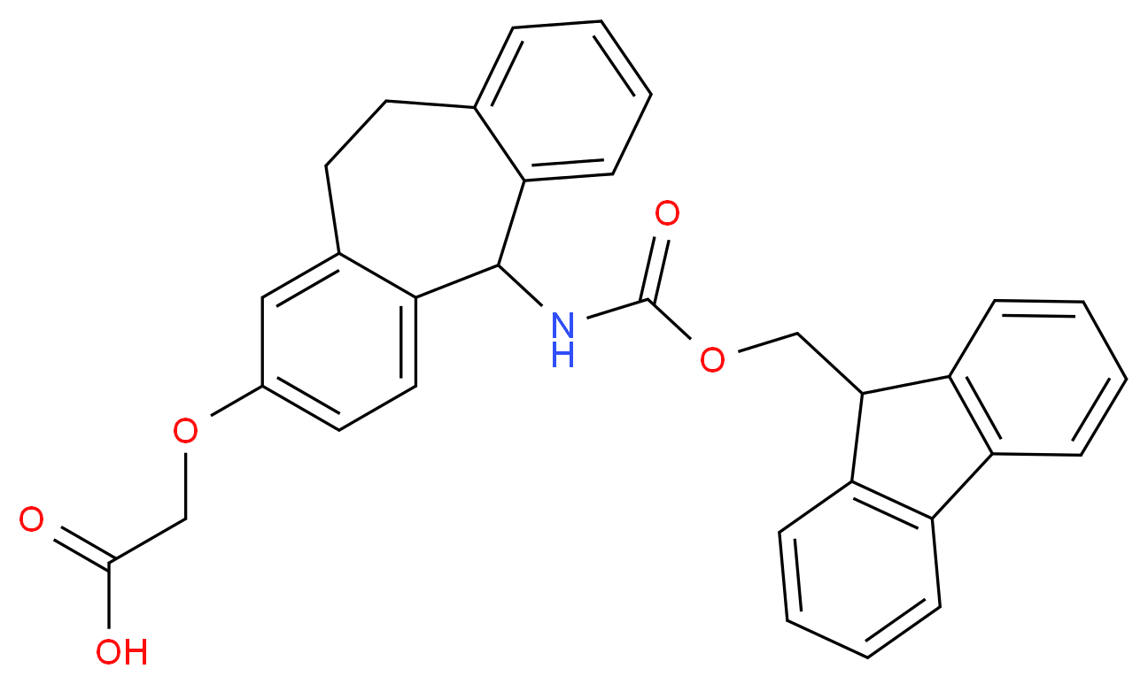 2-((5-((((9H-Fluoren-9-yl)methoxy)carbonyl)amino)-10,11-dihydro-5H-dibenzo[a,d][7]annulen-2-yl)oxy)acetic acid_分子结构_CAS_212783-75-0)