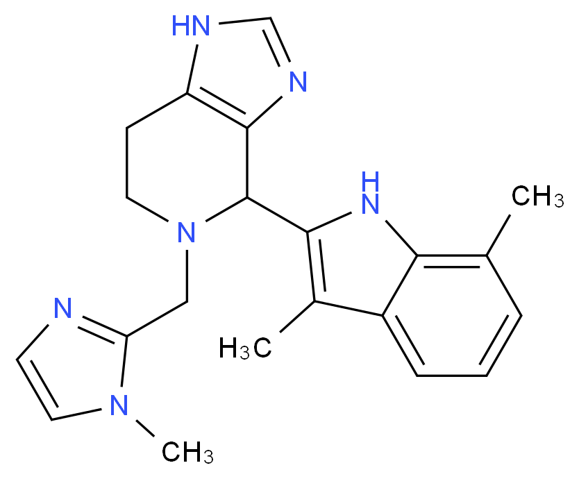 4-(3,7-dimethyl-1H-indol-2-yl)-5-[(1-methyl-1H-imidazol-2-yl)methyl]-4,5,6,7-tetrahydro-1H-imidazo[4,5-c]pyridine_分子结构_CAS_)