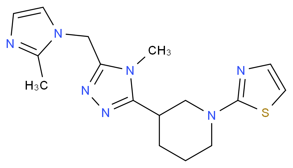 3-{4-methyl-5-[(2-methyl-1H-imidazol-1-yl)methyl]-4H-1,2,4-triazol-3-yl}-1-(1,3-thiazol-2-yl)piperidine_分子结构_CAS_)