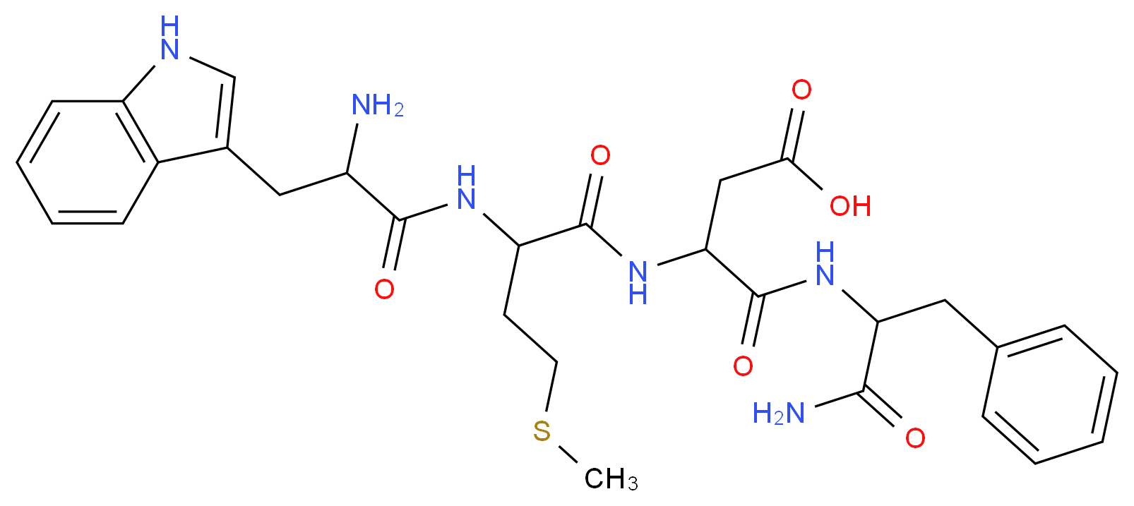 3-{2-[2-amino-3-(1H-indol-3-yl)propanamido]-4-(methylsulfanyl)butanamido}-3-[(1-carbamoyl-2-phenylethyl)carbamoyl]propanoic acid_分子结构_CAS_35144-91-3