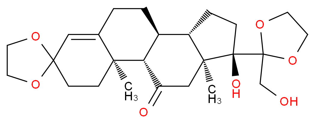 (1'S,2'R,10'S,11'S,14'R,15'S)-14'-hydroxy-14'-[2-(hydroxymethyl)-1,3-dioxolan-2-yl]-2',15'-dimethylspiro[1,3-dioxolane-2,5'-tetracyclo[8.7.0.0<sup>2</sup>,<sup>7</sup>.0<sup>1</sup><sup>1</sup>,<sup>1</sup><sup>5</sup>]heptadecan]-6'-en-17'-one_分子结构_CAS_881179-77-7