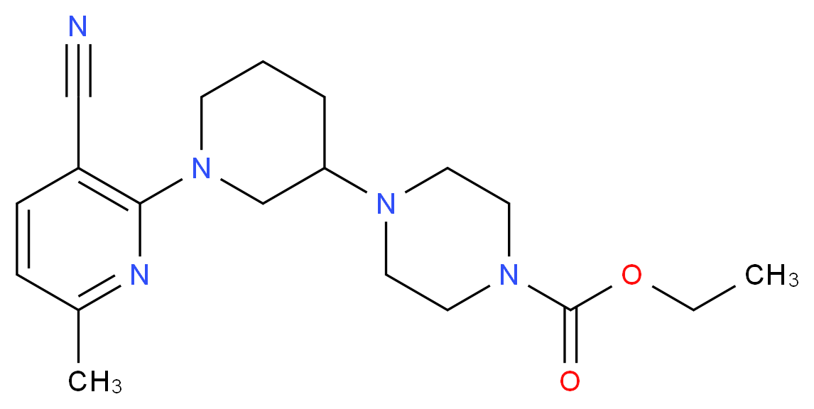 ethyl 4-[1-(3-cyano-6-methyl-2-pyridinyl)-3-piperidinyl]-1-piperazinecarboxylate_分子结构_CAS_)