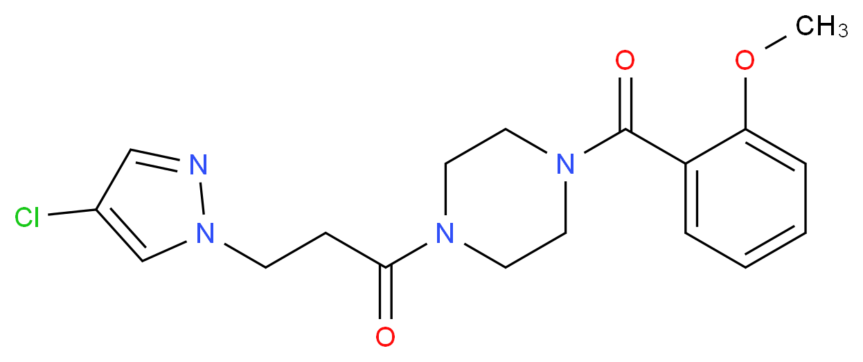 1-[3-(4-chloro-1H-pyrazol-1-yl)propanoyl]-4-(2-methoxybenzoyl)piperazine_分子结构_CAS_)