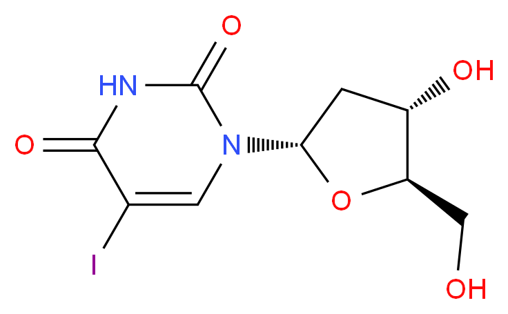 1-[(2S,4S,5R)-4-hydroxy-5-(hydroxymethyl)oxolan-2-yl]-5-iodo-1,2,3,4-tetrahydropyrimidine-2,4-dione_分子结构_CAS_54-42-2