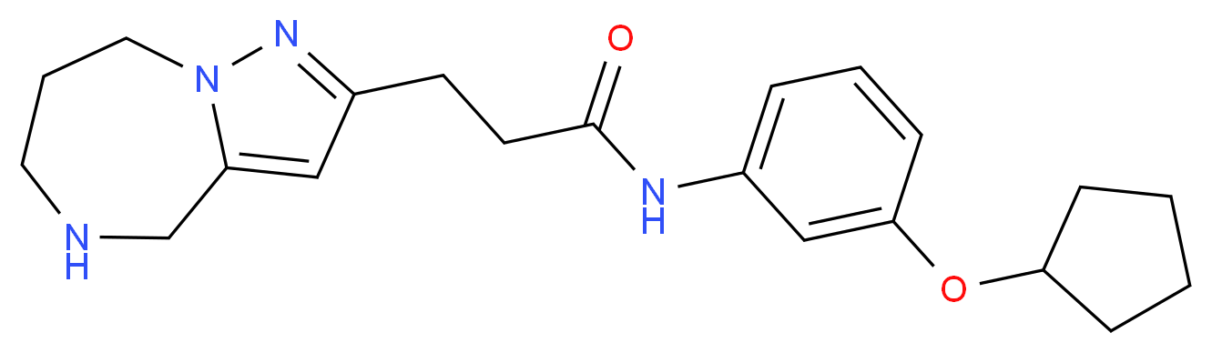 N-[3-(cyclopentyloxy)phenyl]-3-(5,6,7,8-tetrahydro-4H-pyrazolo[1,5-a][1,4]diazepin-2-yl)propanamide_分子结构_CAS_)