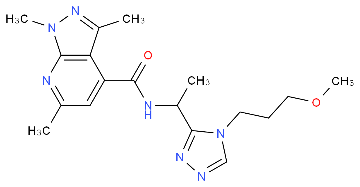 N-{1-[4-(3-methoxypropyl)-4H-1,2,4-triazol-3-yl]ethyl}-1,3,6-trimethyl-1H-pyrazolo[3,4-b]pyridine-4-carboxamide_分子结构_CAS_)