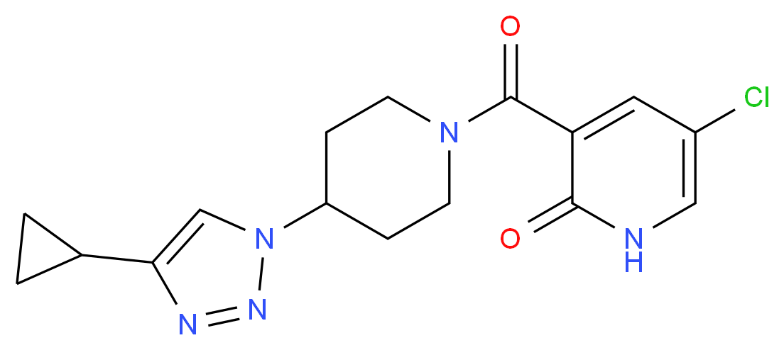 5-chloro-3-{[4-(4-cyclopropyl-1H-1,2,3-triazol-1-yl)-1-piperidinyl]carbonyl}-2(1H)-pyridinone_分子结构_CAS_)