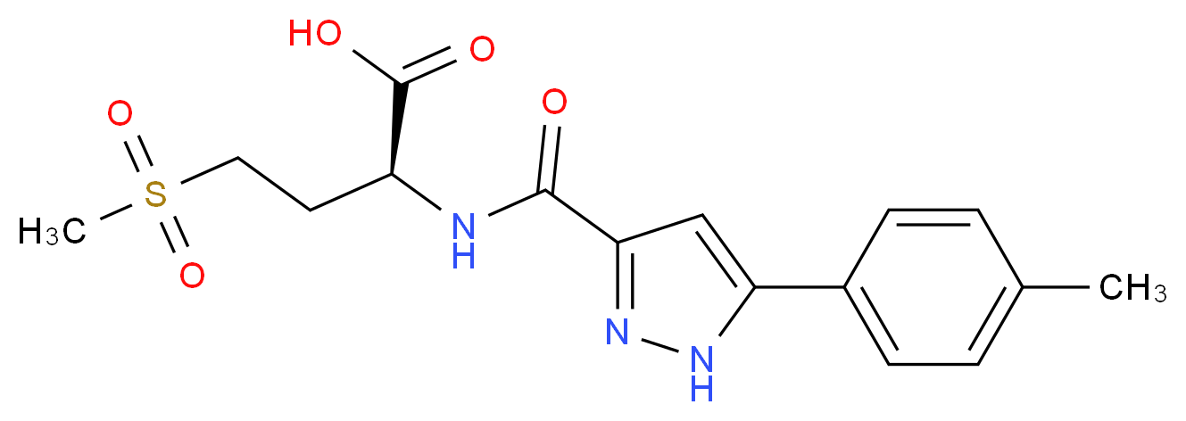 (2S)-2-({[5-(4-methylphenyl)-1H-pyrazol-3-yl]carbonyl}amino)-4-(methylsulfonyl)butanoic acid_分子结构_CAS_)