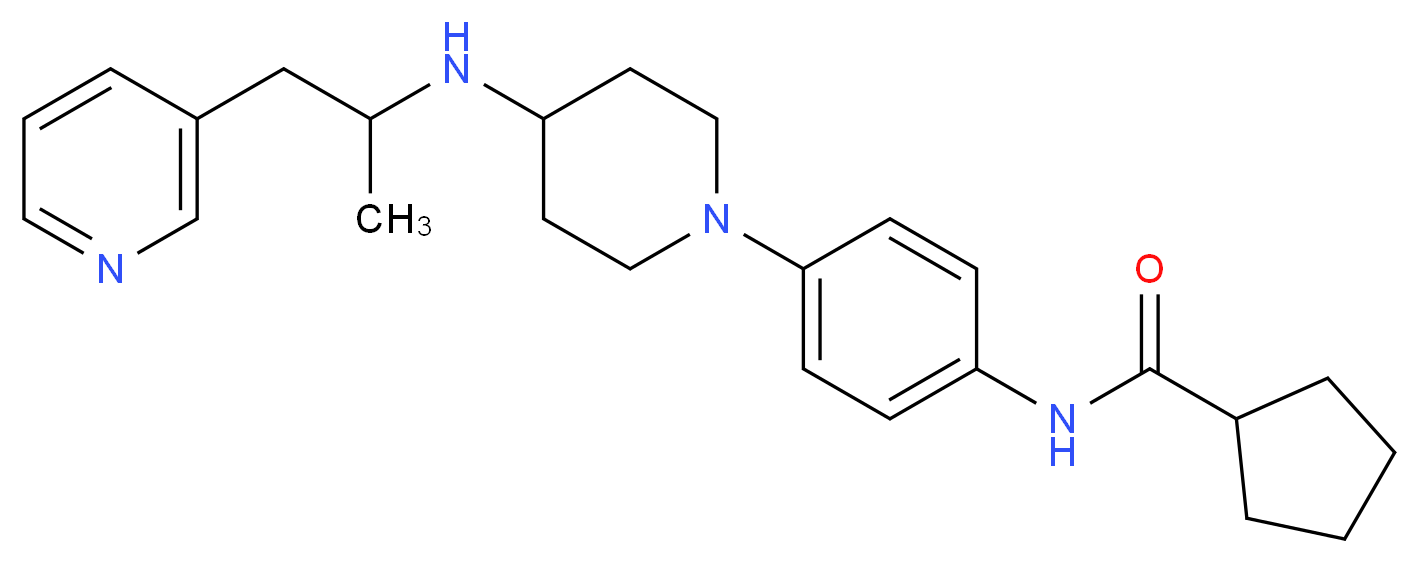 N-[4-(4-{[1-methyl-2-(3-pyridinyl)ethyl]amino}-1-piperidinyl)phenyl]cyclopentanecarboxamide_分子结构_CAS_)