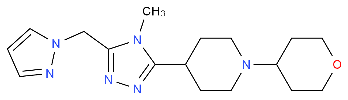 4-[4-methyl-5-(1H-pyrazol-1-ylmethyl)-4H-1,2,4-triazol-3-yl]-1-(tetrahydro-2H-pyran-4-yl)piperidine_分子结构_CAS_)