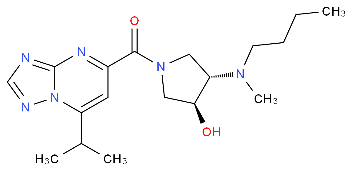 (3S*,4S*)-4-[butyl(methyl)amino]-1-[(7-isopropyl[1,2,4]triazolo[1,5-a]pyrimidin-5-yl)carbonyl]-3-pyrrolidinol_分子结构_CAS_)