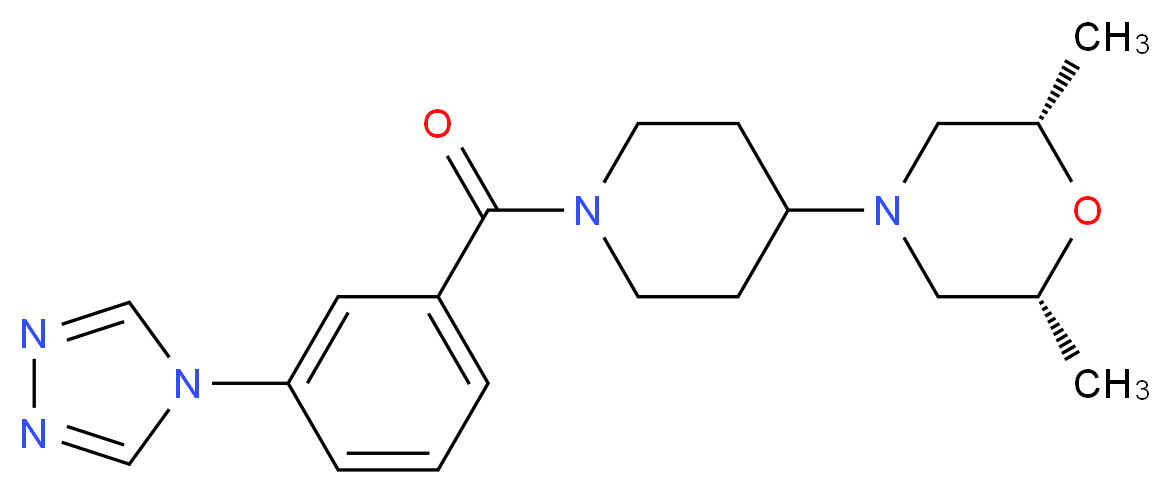 (2R*,6S*)-2,6-dimethyl-4-{1-[3-(4H-1,2,4-triazol-4-yl)benzoyl]-4-piperidinyl}morpholine_分子结构_CAS_)