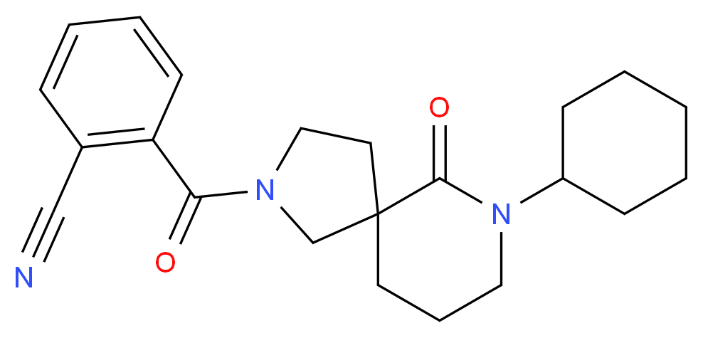 2-[(7-cyclohexyl-6-oxo-2,7-diazaspiro[4.5]dec-2-yl)carbonyl]benzonitrile_分子结构_CAS_)