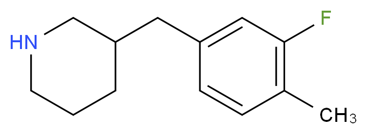 3-[(3-fluoro-4-methylphenyl)methyl]piperidine_分子结构_CAS_955288-06-9
