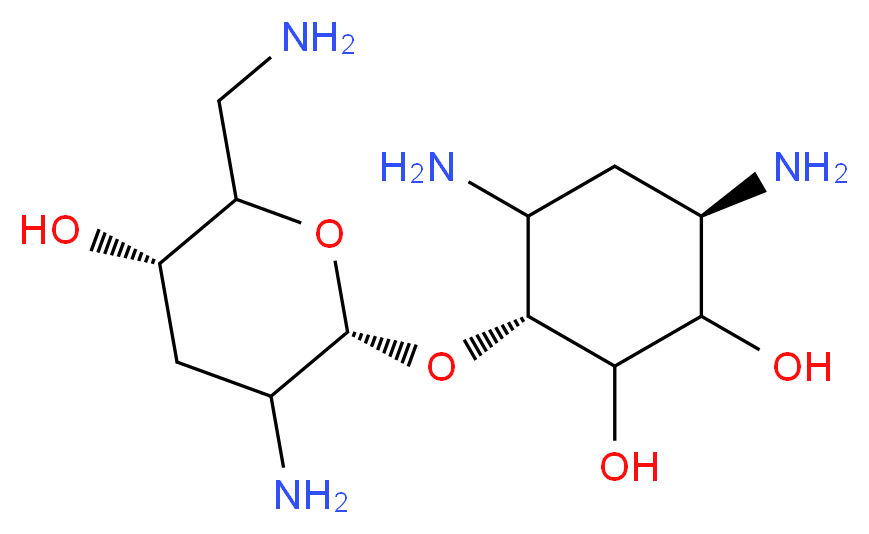 (3R,6R)-4,6-diamino-3-{[(2R,5S)-3-amino-6-(aminomethyl)-5-hydroxyoxan-2-yl]oxy}cyclohexane-1,2-diol_分子结构_CAS_71122-29-7