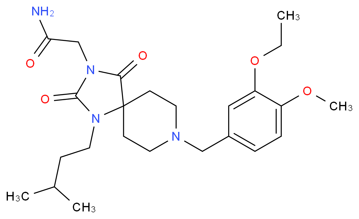 2-[8-(3-ethoxy-4-methoxybenzyl)-1-(3-methylbutyl)-2,4-dioxo-1,3,8-triazaspiro[4.5]dec-3-yl]acetamide_分子结构_CAS_)