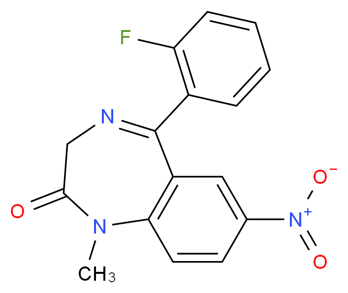 5-(2-fluorophenyl)-1-methyl-7-nitro-2,3-dihydro-1H-1,4-benzodiazepin-2-one_分子结构_CAS_1622-62-4