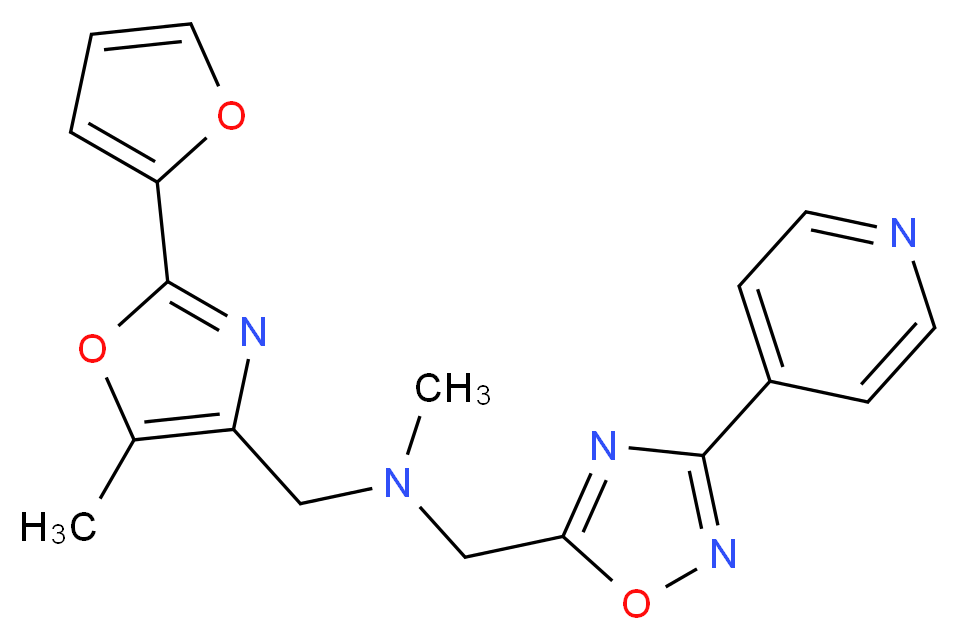 1-[2-(2-furyl)-5-methyl-1,3-oxazol-4-yl]-N-methyl-N-{[3-(4-pyridinyl)-1,2,4-oxadiazol-5-yl]methyl}methanamine_分子结构_CAS_)
