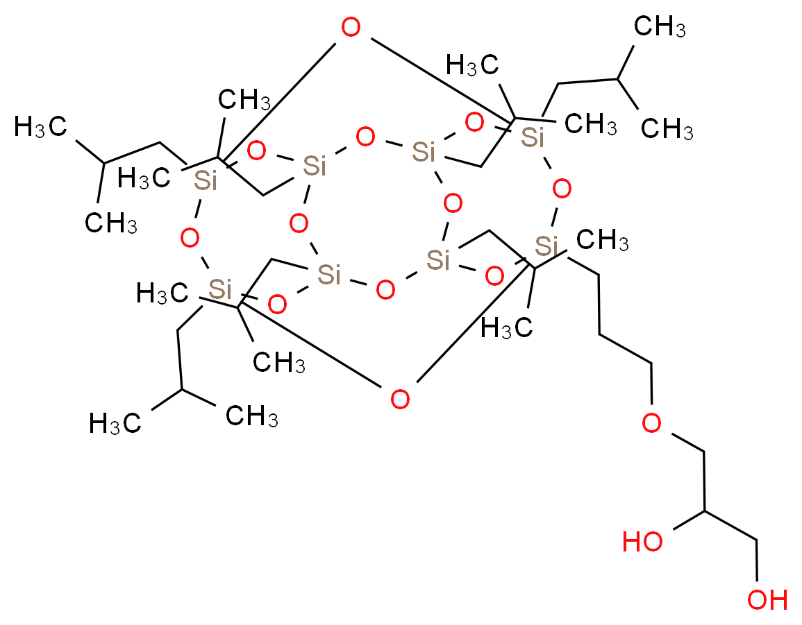 3-{3-[heptakis(2-methylpropyl)pentacyclo[9.5.1.1<sup>3</sup>,<sup>9</sup>.1<sup>5</sup>,<sup>1</sup><sup>5</sup>.1<sup>7</sup>,<sup>1</sup><sup>3</sup>]octasiloxan-1-yl]propoxy}propane-1,2-diol_分子结构_CAS_480439-49-4