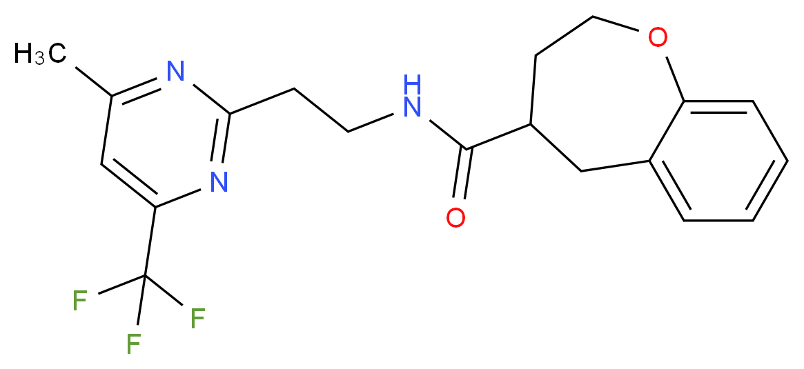 N-{2-[4-methyl-6-(trifluoromethyl)pyrimidin-2-yl]ethyl}-2,3,4,5-tetrahydro-1-benzoxepine-4-carboxamide_分子结构_CAS_)
