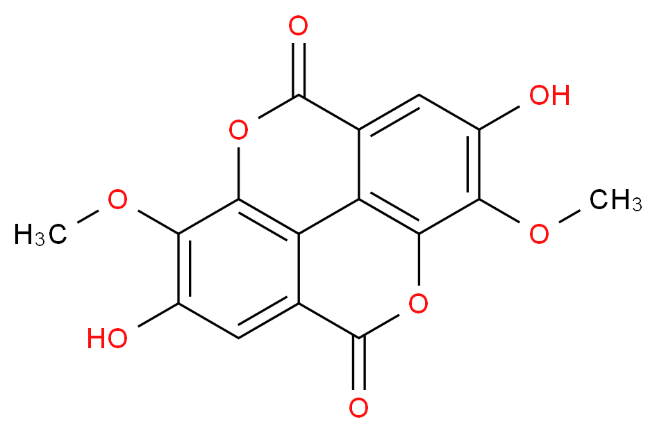 6,13-dihydroxy-7,14-dimethoxy-2,9-dioxatetracyclo[6.6.2.0<sup>4</sup>,<sup>1</sup><sup>6</sup>.0<sup>1</sup><sup>1</sup>,<sup>1</sup><sup>5</sup>]hexadeca-1(15),4(16),5,7,11,13-hexaene-3,10-dione_分子结构_CAS_2239-88-5