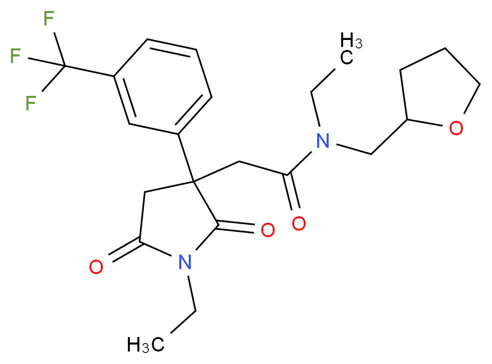 N-ethyl-2-{1-ethyl-2,5-dioxo-3-[3-(trifluoromethyl)phenyl]-3-pyrrolidinyl}-N-(tetrahydro-2-furanylmethyl)acetamide_分子结构_CAS_)