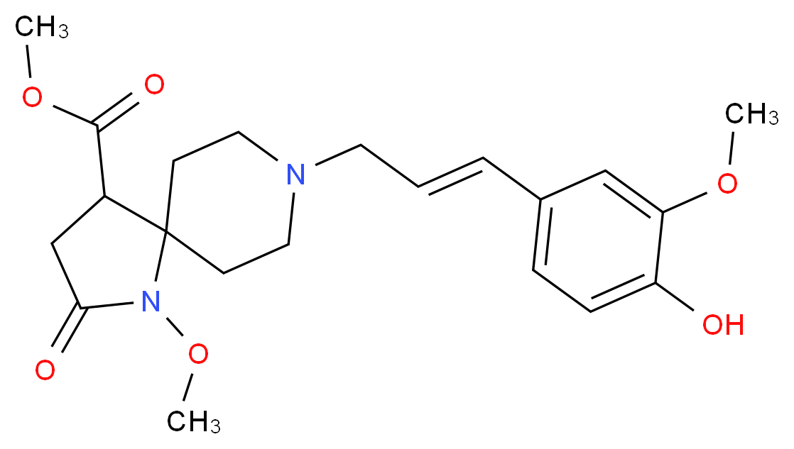 methyl 8-[(2E)-3-(4-hydroxy-3-methoxyphenyl)-2-propen-1-yl]-1-methoxy-2-oxo-1,8-diazaspiro[4.5]decane-4-carboxylate_分子结构_CAS_)