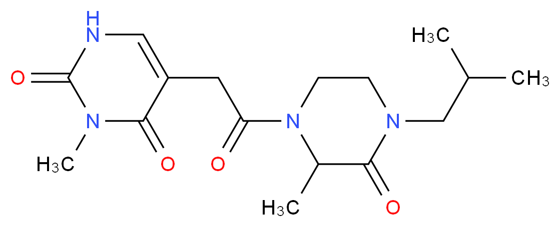 5-[2-(4-isobutyl-2-methyl-3-oxo-1-piperazinyl)-2-oxoethyl]-3-methyl-2,4(1H,3H)-pyrimidinedione_分子结构_CAS_)