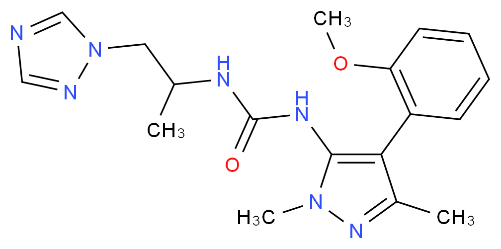 N-[4-(2-methoxyphenyl)-1,3-dimethyl-1H-pyrazol-5-yl]-N'-[1-methyl-2-(1H-1,2,4-triazol-1-yl)ethyl]urea_分子结构_CAS_)