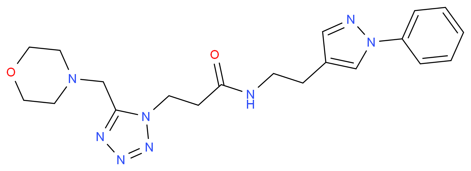 3-[5-(4-morpholinylmethyl)-1H-tetrazol-1-yl]-N-[2-(1-phenyl-1H-pyrazol-4-yl)ethyl]propanamide_分子结构_CAS_)