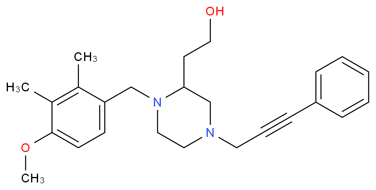 2-[1-(4-methoxy-2,3-dimethylbenzyl)-4-(3-phenyl-2-propyn-1-yl)-2-piperazinyl]ethanol_分子结构_CAS_)