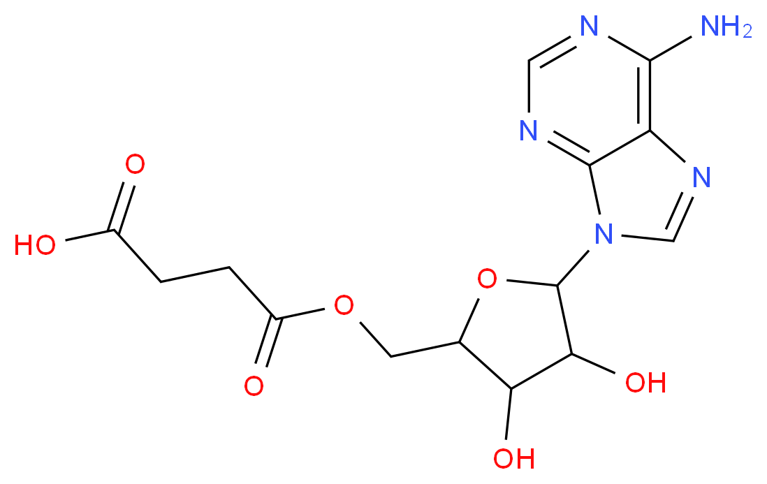 4-{[5-(6-amino-9H-purin-9-yl)-3,4-dihydroxyoxolan-2-yl]methoxy}-4-oxobutanoic acid_分子结构_CAS_102029-71-0