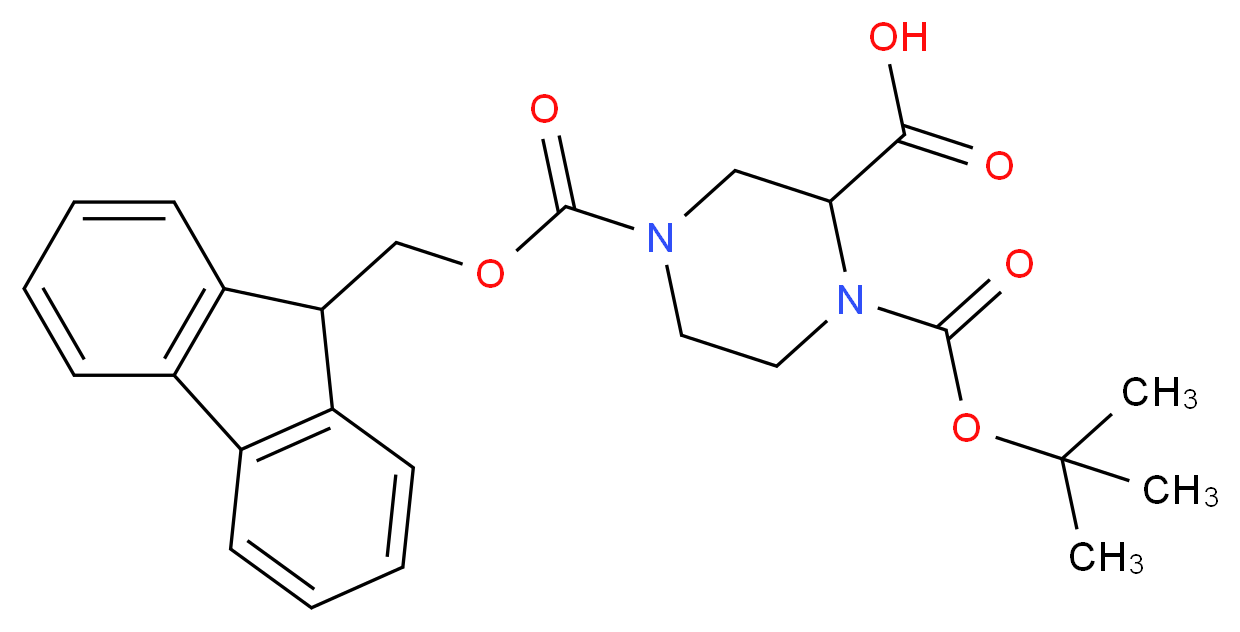 Piperazine-2-carboxylic acid, N1-BOC protected, N4-FMOC protected 97%_分子结构_CAS_218278-58-1)