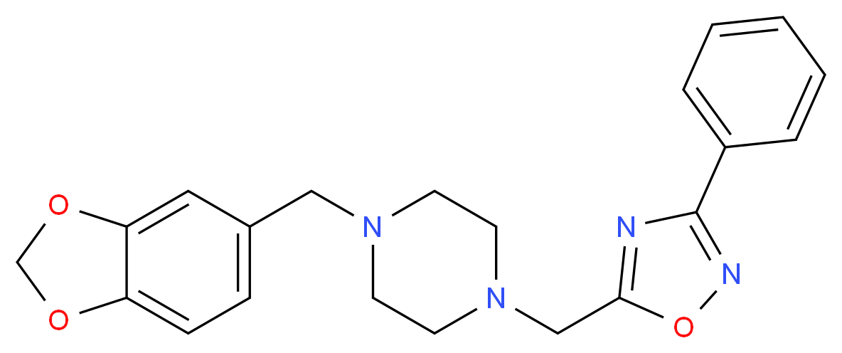 1-(1,3-benzodioxol-5-ylmethyl)-4-[(3-phenyl-1,2,4-oxadiazol-5-yl)methyl]piperazine_分子结构_CAS_)