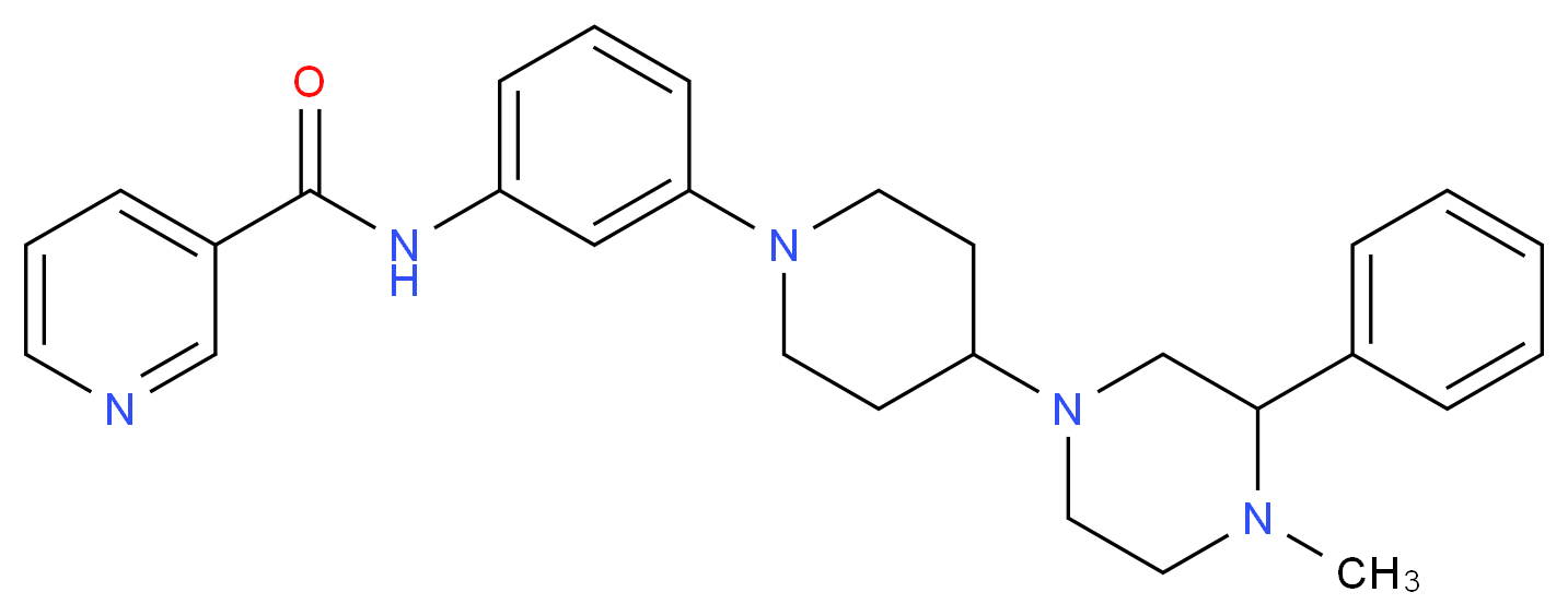 N-{3-[4-(4-methyl-3-phenyl-1-piperazinyl)-1-piperidinyl]phenyl}nicotinamide_分子结构_CAS_)