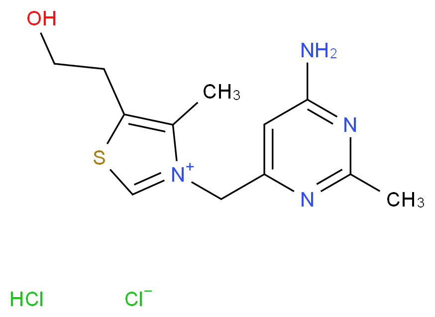 3-[(6-amino-2-methylpyrimidin-4-yl)methyl]-5-(2-hydroxyethyl)-4-methyl-1,3-thiazol-3-ium chloride hydrochloride_分子结构_CAS_67-03-8