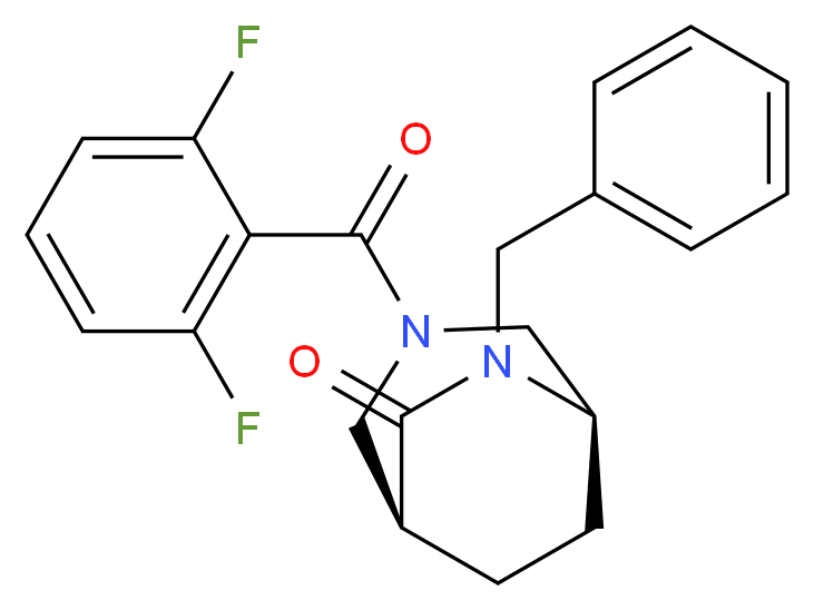 (1S*,5R*)-6-benzyl-3-(2,6-difluorobenzoyl)-3,6-diazabicyclo[3.2.2]nonan-7-one_分子结构_CAS_)
