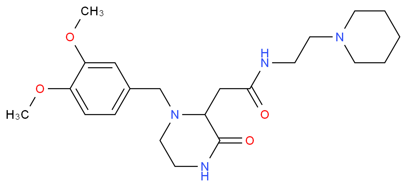 2-[1-(3,4-dimethoxybenzyl)-3-oxo-2-piperazinyl]-N-[2-(1-piperidinyl)ethyl]acetamide_分子结构_CAS_)
