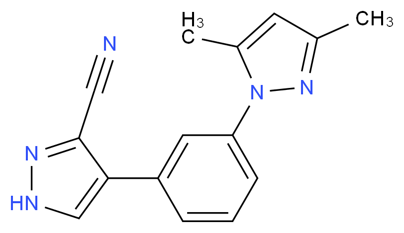 4-[3-(3,5-dimethyl-1H-pyrazol-1-yl)phenyl]-1H-pyrazole-3-carbonitrile_分子结构_CAS_)