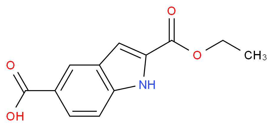 2-(ethoxycarbonyl)-1H-indole-5-carboxylic acid_分子结构_CAS_138731-14-3