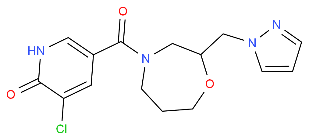 3-chloro-5-{[2-(1H-pyrazol-1-ylmethyl)-1,4-oxazepan-4-yl]carbonyl}pyridin-2(1H)-one_分子结构_CAS_)
