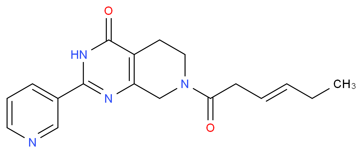7-[(3E)-hex-3-enoyl]-2-pyridin-3-yl-5,6,7,8-tetrahydropyrido[3,4-d]pyrimidin-4(3H)-one_分子结构_CAS_)