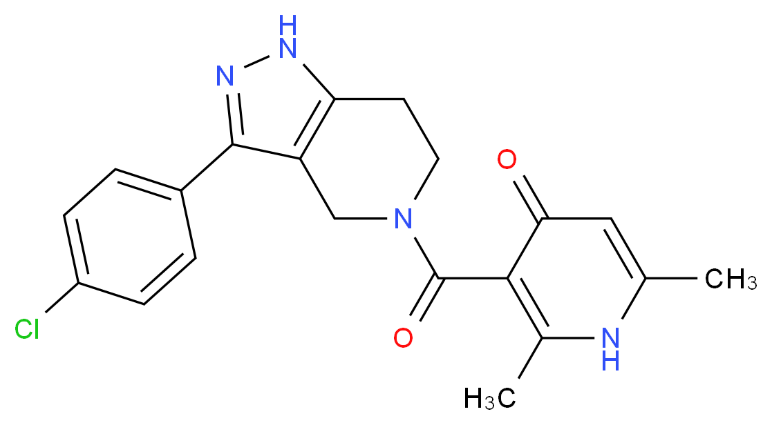 3-{[3-(4-chlorophenyl)-1,4,6,7-tetrahydro-5H-pyrazolo[4,3-c]pyridin-5-yl]carbonyl}-2,6-dimethylpyridin-4(1H)-one_分子结构_CAS_)