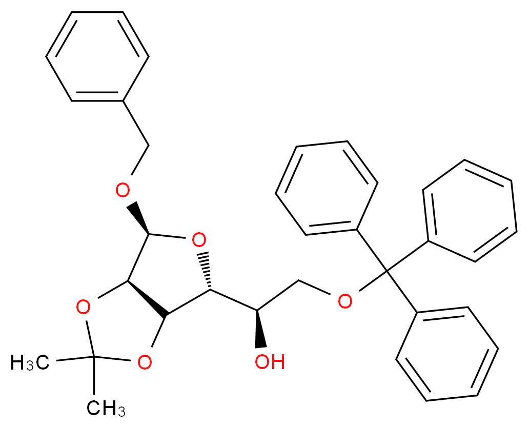 Benzyl 2,3-O-Isopropylidene-6-O-trityl-α-D-mannofuranose_分子结构_CAS_91364-11-3)