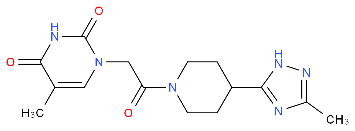 5-methyl-1-{2-[4-(3-methyl-1H-1,2,4-triazol-5-yl)piperidin-1-yl]-2-oxoethyl}pyrimidine-2,4(1H,3H)-dione_分子结构_CAS_)