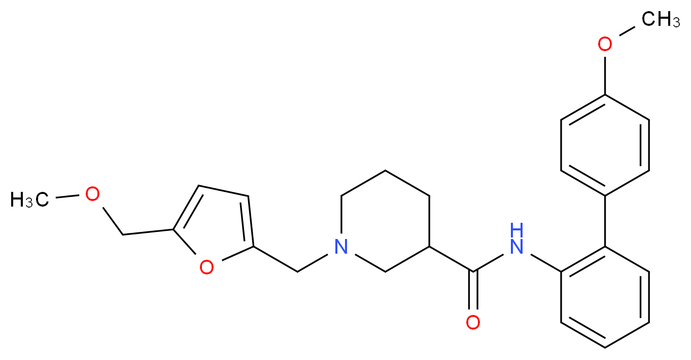 N-(4'-methoxy-2-biphenylyl)-1-{[5-(methoxymethyl)-2-furyl]methyl}-3-piperidinecarboxamide_分子结构_CAS_)