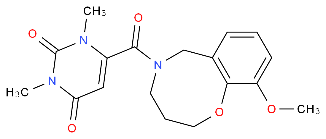 6-[(10-methoxy-3,4-dihydro-2H-1,5-benzoxazocin-5(6H)-yl)carbonyl]-1,3-dimethyl-2,4(1H,3H)-pyrimidinedione_分子结构_CAS_)