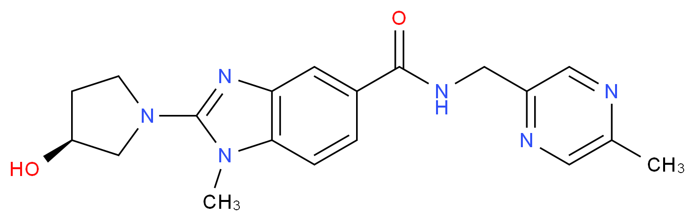 2-[(3S)-3-hydroxy-1-pyrrolidinyl]-1-methyl-N-[(5-methyl-2-pyrazinyl)methyl]-1H-benzimidazole-5-carboxamide_分子结构_CAS_)
