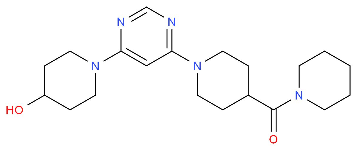 1-{6-[4-(1-piperidinylcarbonyl)-1-piperidinyl]-4-pyrimidinyl}-4-piperidinol_分子结构_CAS_)