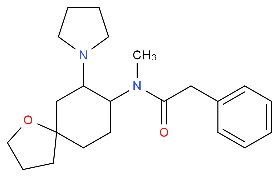 N-methyl-2-phenyl-N-[7-(pyrrolidin-1-yl)-1-oxaspiro[4.5]decan-8-yl]acetamide_分子结构_CAS_96744-75-1